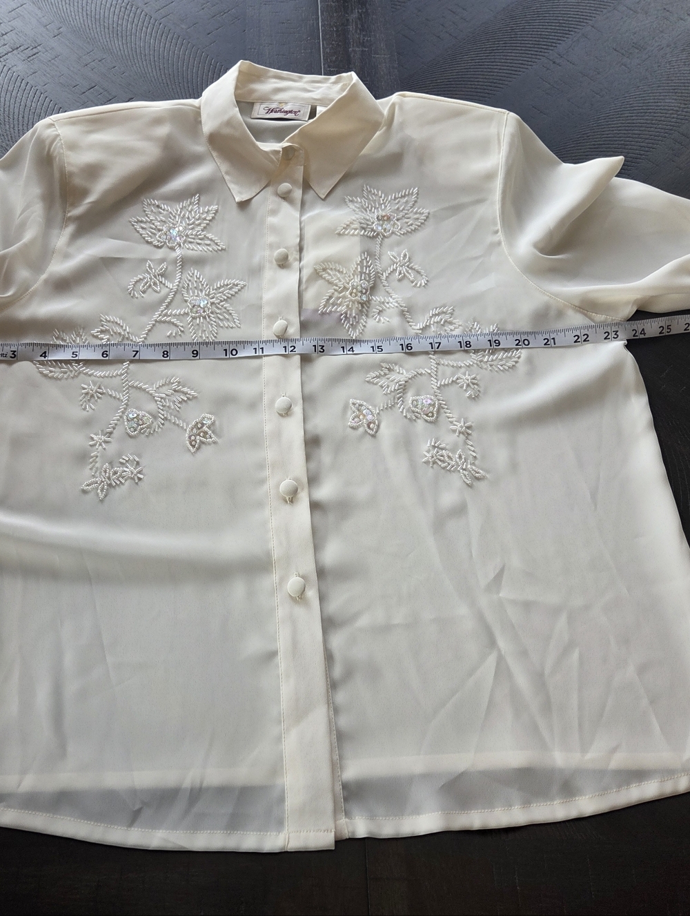 Vintage Worthington Beaded Sequin Blouse Off White NWT Size 18 90s Aesthetic - Picture 12 of 14